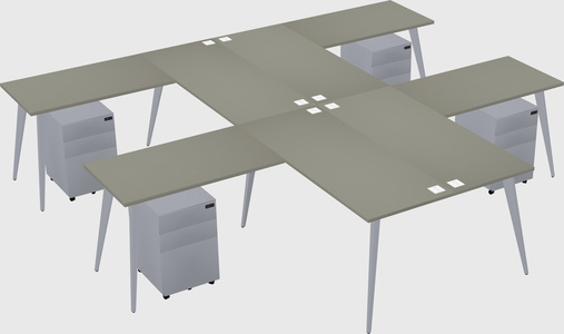 Shared l-shaped office desk system