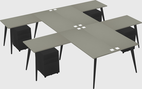 Shared l-shaped office desk system