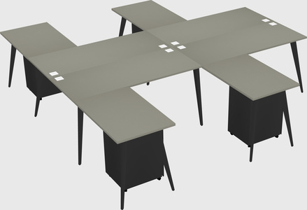 Shared l-shaped office desk system