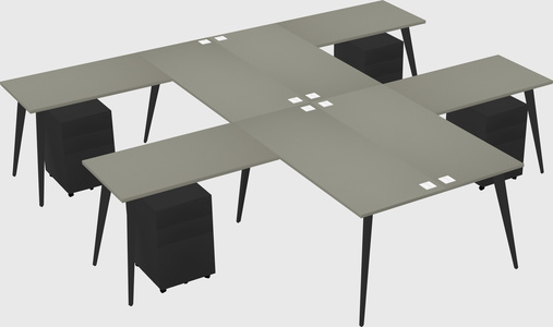 Shared l-shaped office desk system