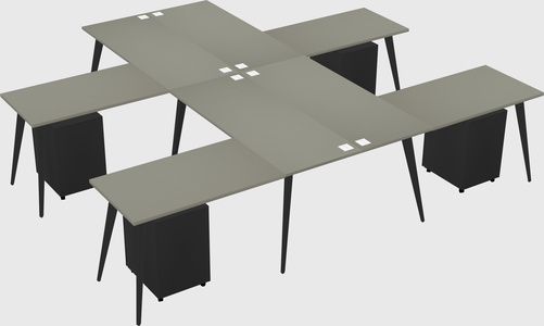 Shared l-shaped office desk system