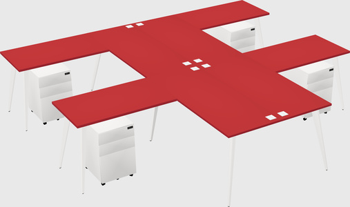 Shared l-shaped office desk system