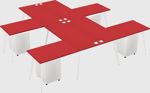 Shared l-shaped office desk system