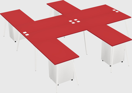 Shared l-shaped office desk system