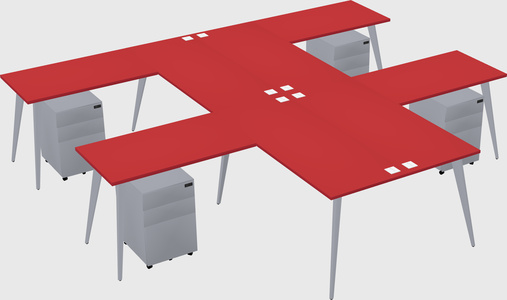 Shared l-shaped office desk system