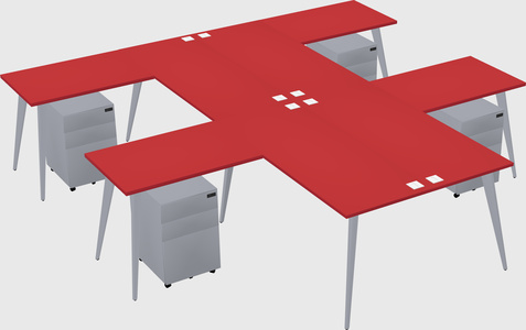 Shared l-shaped office desk system