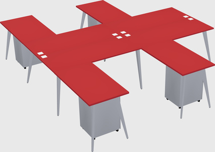 Shared l-shaped office desk system