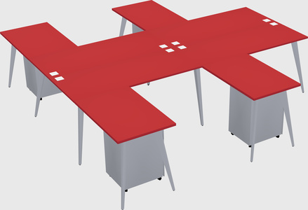 Shared l-shaped office desk system