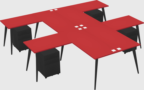 Shared l-shaped office desk system