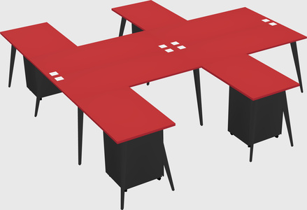 Shared l-shaped office desk system