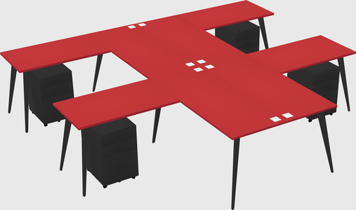 Shared l-shaped office desk system