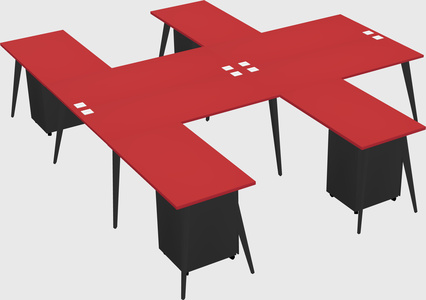 Shared l-shaped office desk system