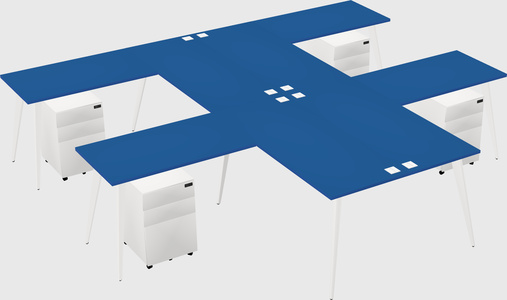 Shared l-shaped office desk system