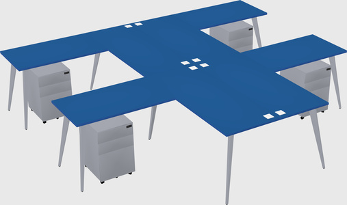 Shared l-shaped office desk system