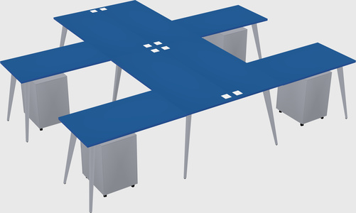 Shared l-shaped office desk system