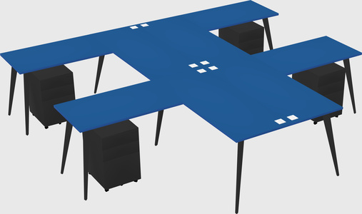 Shared l-shaped office desk system