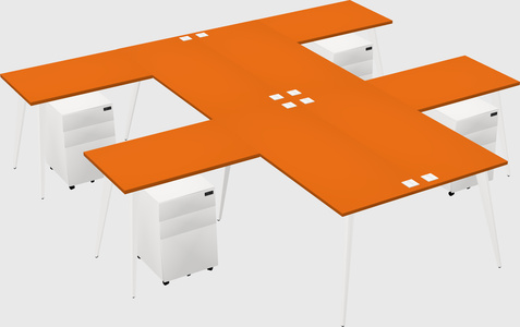 Shared l-shaped office desk system