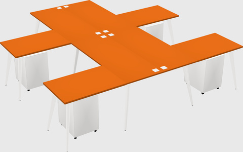 Shared l-shaped office desk system