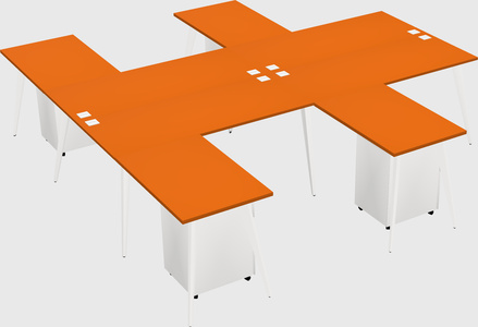 Shared l-shaped office desk system