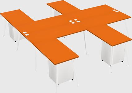 Shared l-shaped office desk system