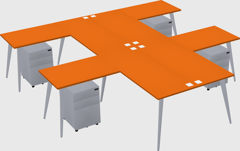 Shared l-shaped office desk system