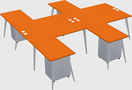 Shared l-shaped office desk system