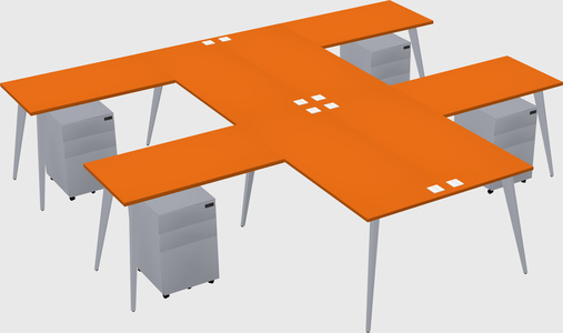 Shared l-shaped office desk system