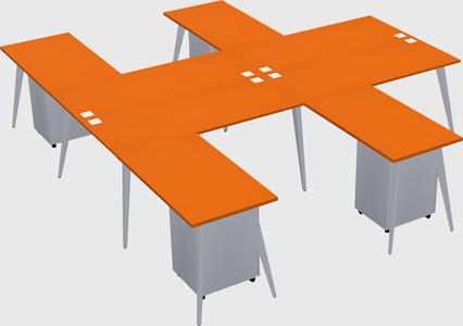 Shared l-shaped office desk system