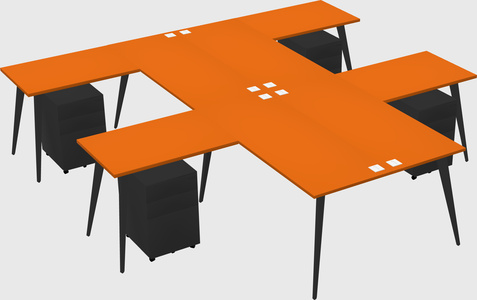 Shared l-shaped office desk system