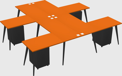 Shared l-shaped office desk system