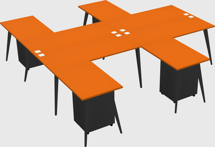 Shared l-shaped office desk system