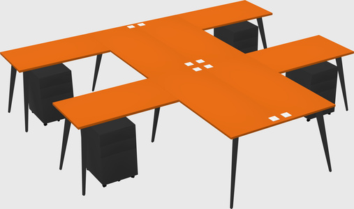 Shared l-shaped office desk system