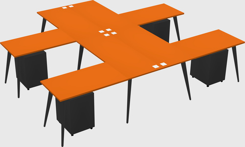 Shared l-shaped office desk system