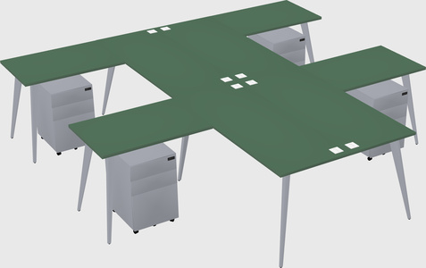 Shared l-shaped office desk system