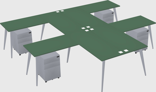 Shared l-shaped office desk system