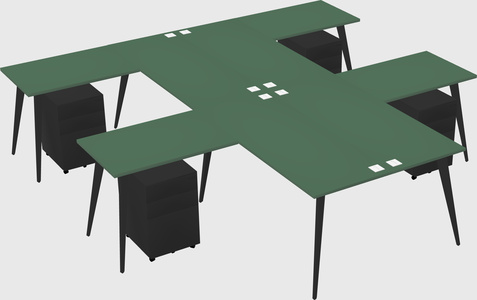 Shared l-shaped office desk system