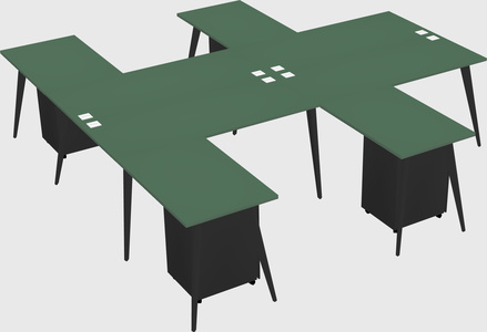 Shared l-shaped office desk system