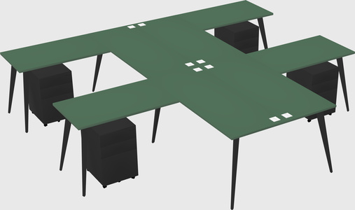 Shared l-shaped office desk system
