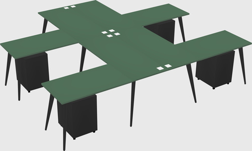 Shared l-shaped office desk system