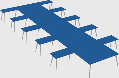 Shared l-shaped office desk system