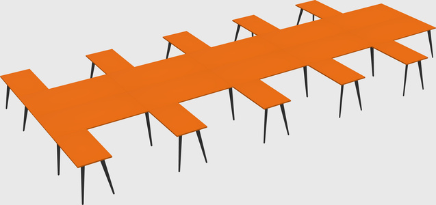 Shared l-shaped office desk system