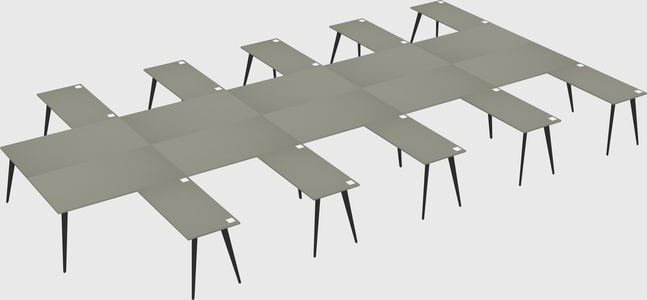 Shared l-shaped office desk system