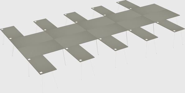 Shared l-shaped office desk system