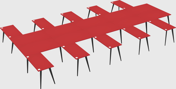 Shared l-shaped office desk system