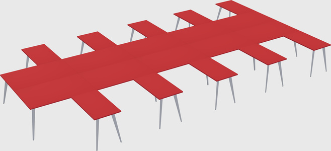 Shared l-shaped office desk system