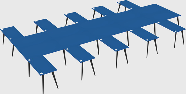 Shared l-shaped office desk system