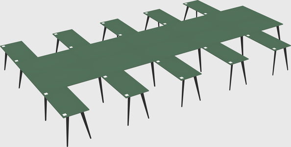 Shared l-shaped office desk system