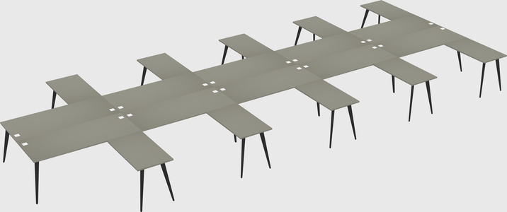 Shared l-shaped office desk system