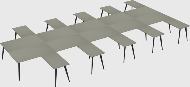 Shared l-shaped office desk system
