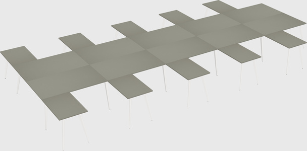 Shared l-shaped office desk system